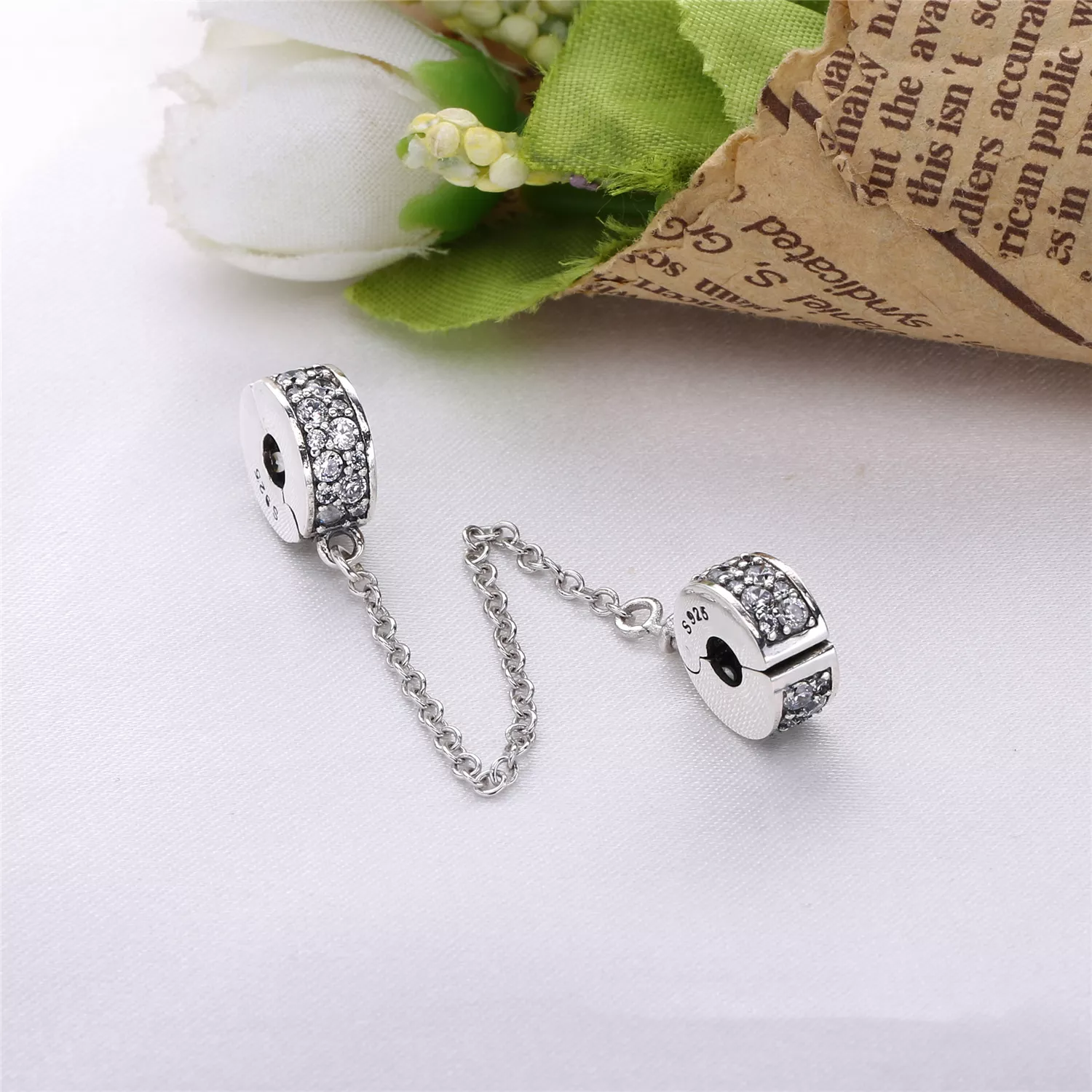 Corrente De Segurança Pandora de prata Brilhante elegância