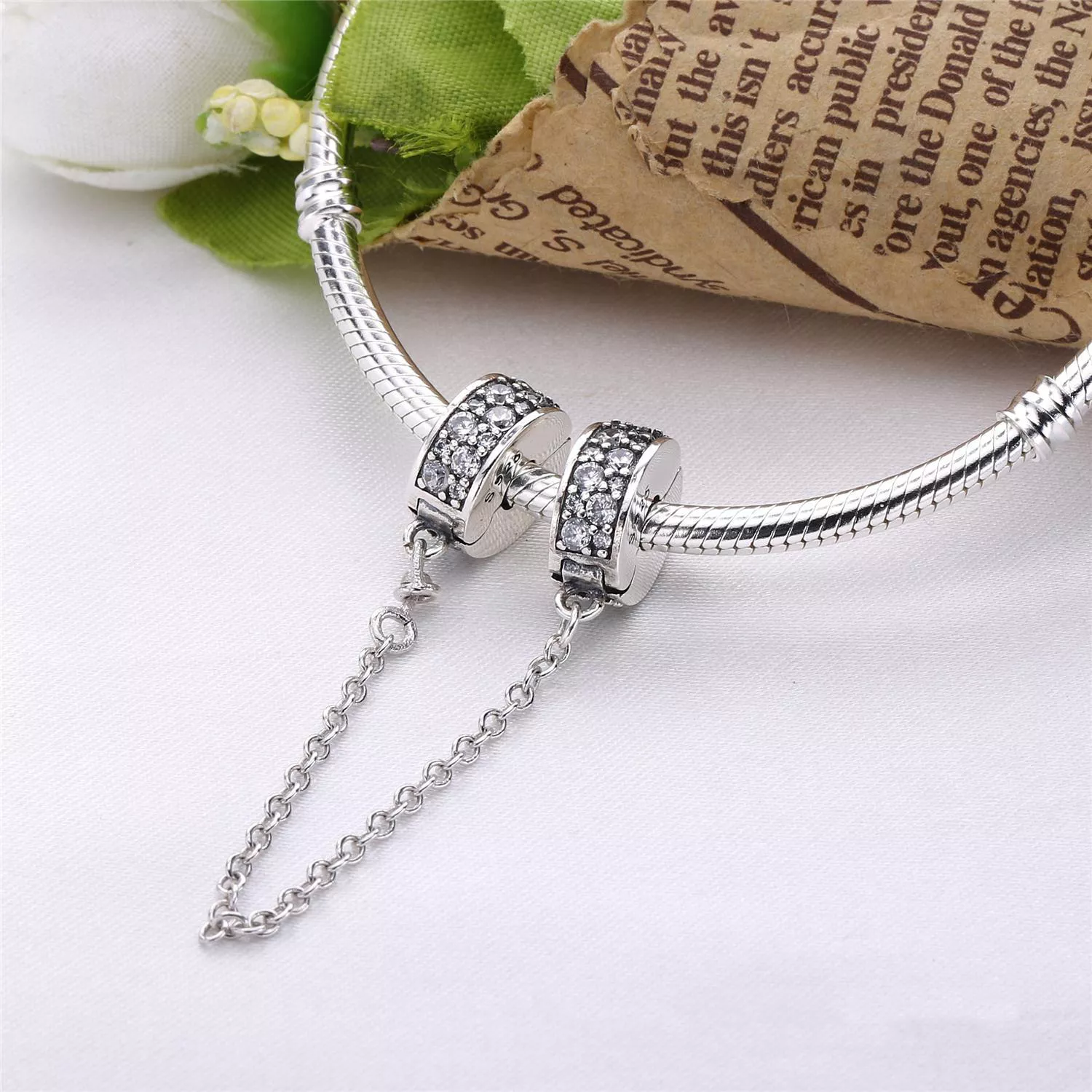 Corrente De Segurança Pandora de prata Brilhante elegância