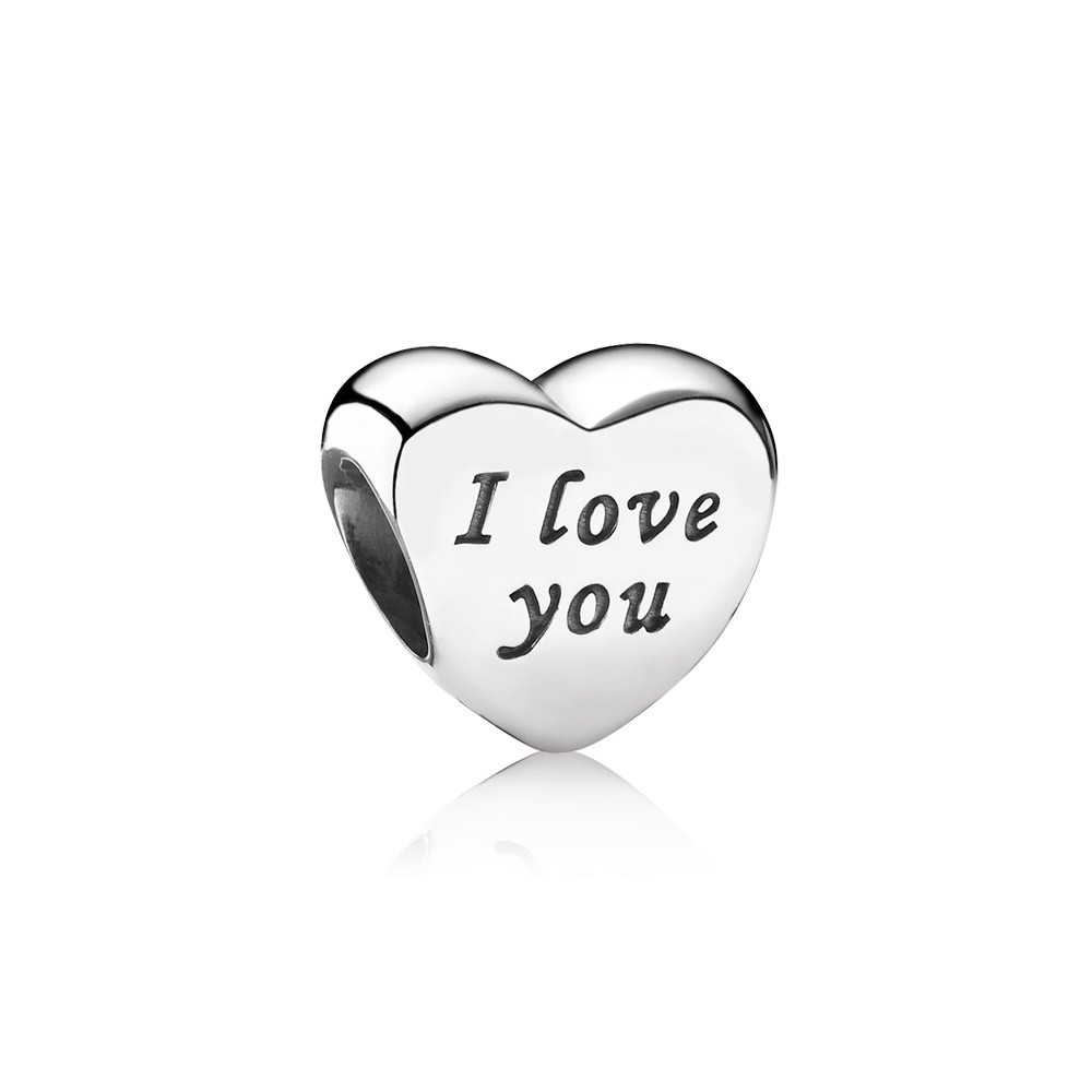 heart silver charm pandora with engraving i love you 791422