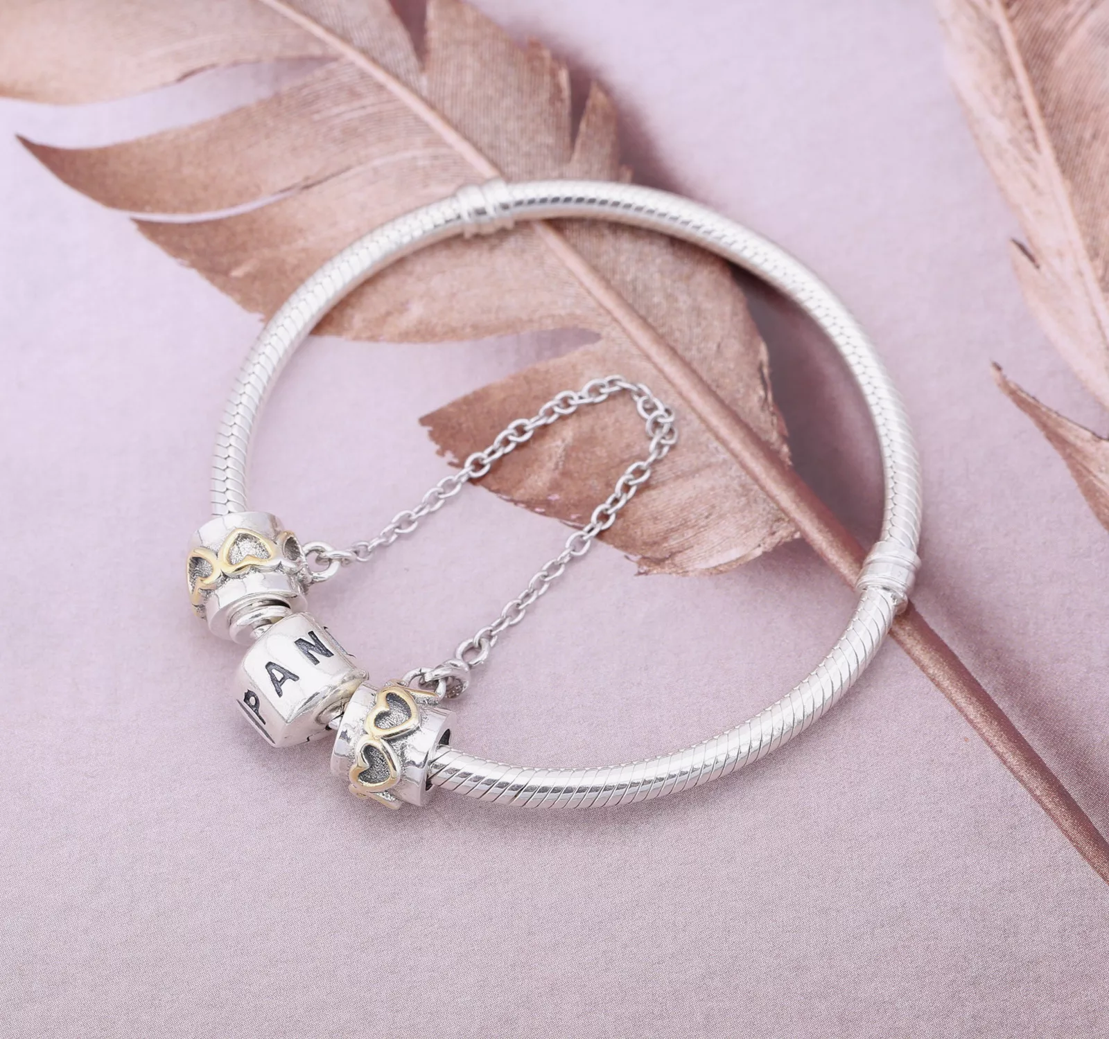 Hearts Corrente de segurança PANDORA de prata with 14k - 790307