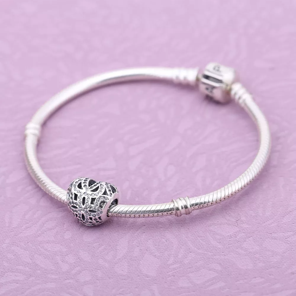 Charm PANDORA de Prata Pavê Laço de Renda - 791284CZ