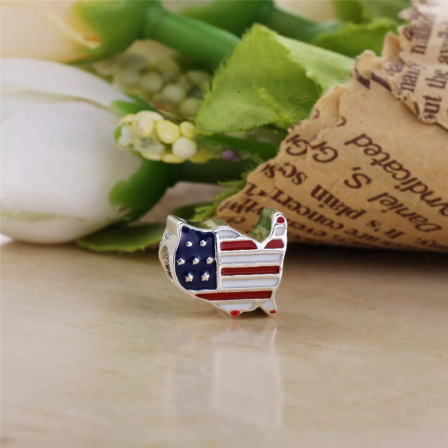 Charm PANDORA de Prata Bandeira dos Estados Unidos - 791272ENMX