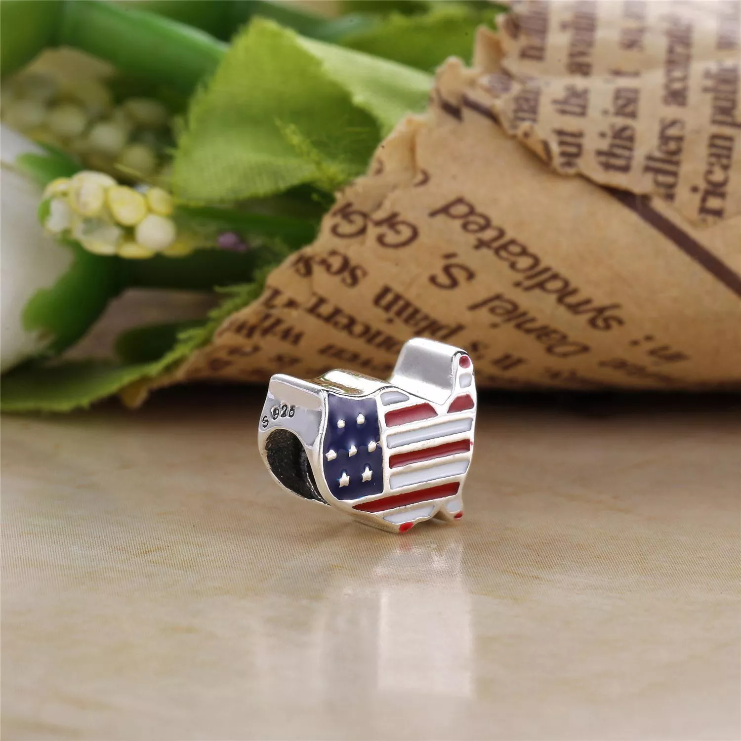 Charm PANDORA de Prata Bandeira dos Estados Unidos - 791272ENMX
