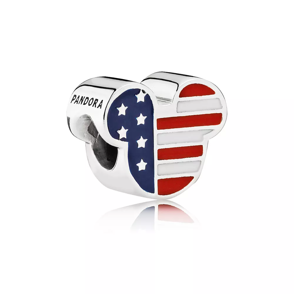 Charm Pandora de prata Disney, Mickey Americana