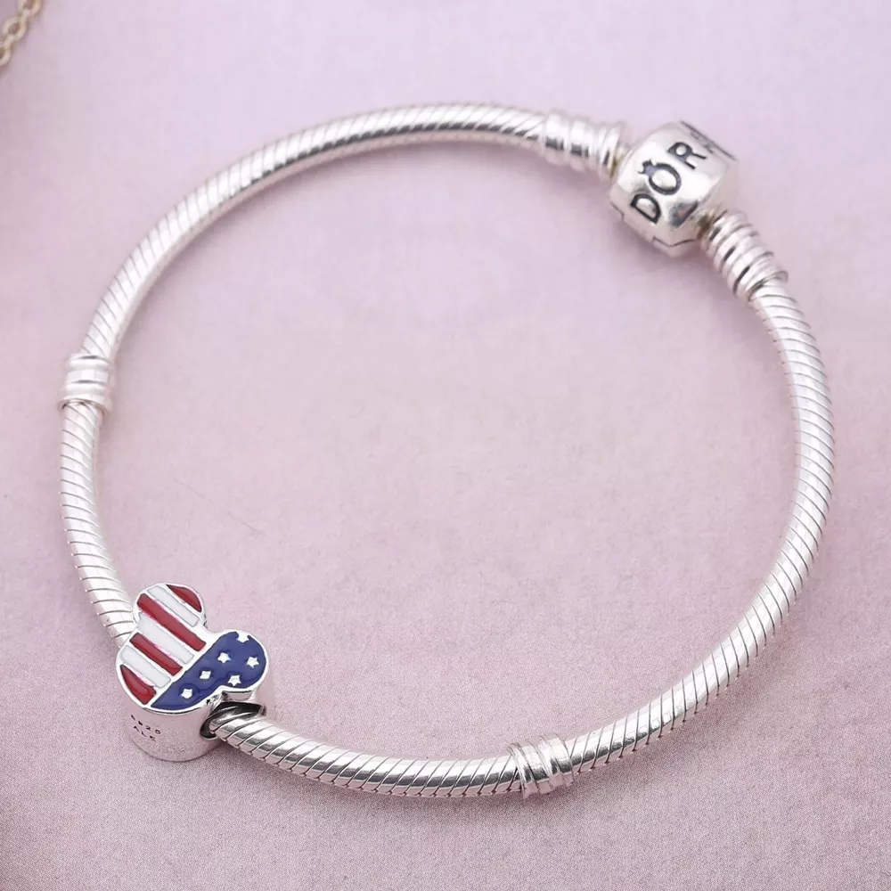 Charm Pandora de prata Disney, Mickey Americana