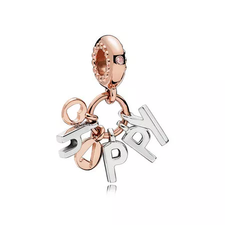 Pingente PANDORA Rose Letras - "Feliz" - 787017NPO