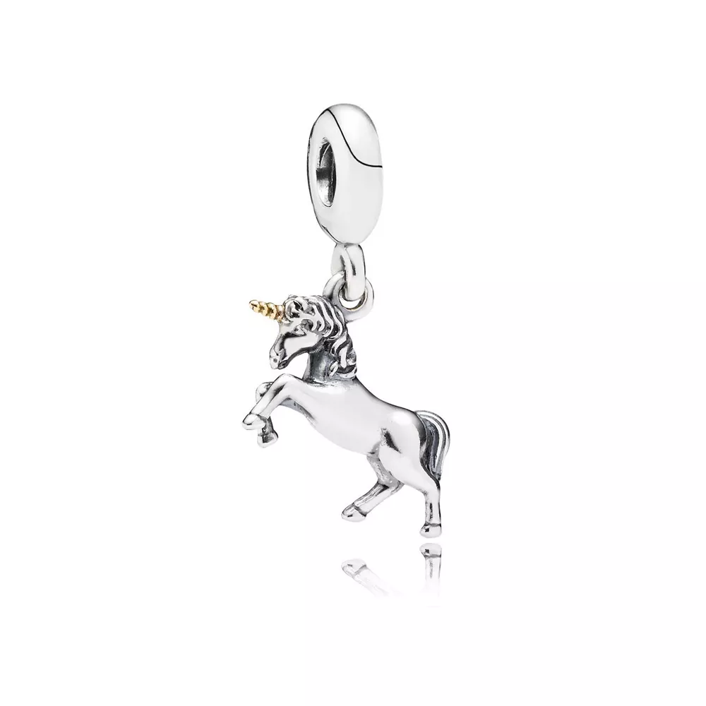 Charm PANDORA de Prata e Ouro Pendente Unicórnio - 791200