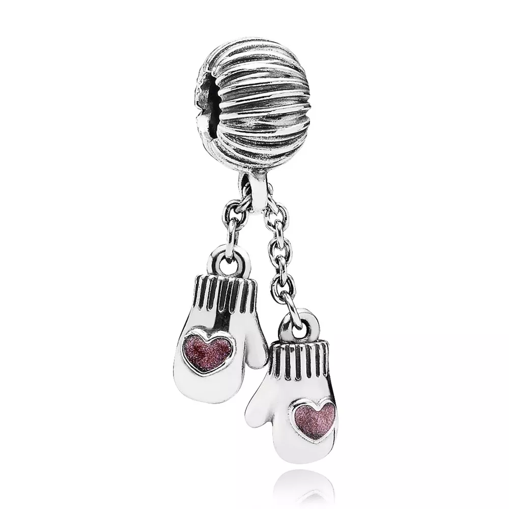 Charm PANDORA de Prata e Esmalte Pendente Par de Luvas - 791181EN46