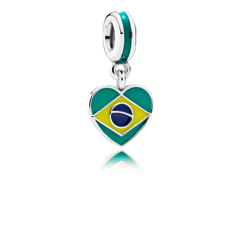 pingente pandora coração brasileiro