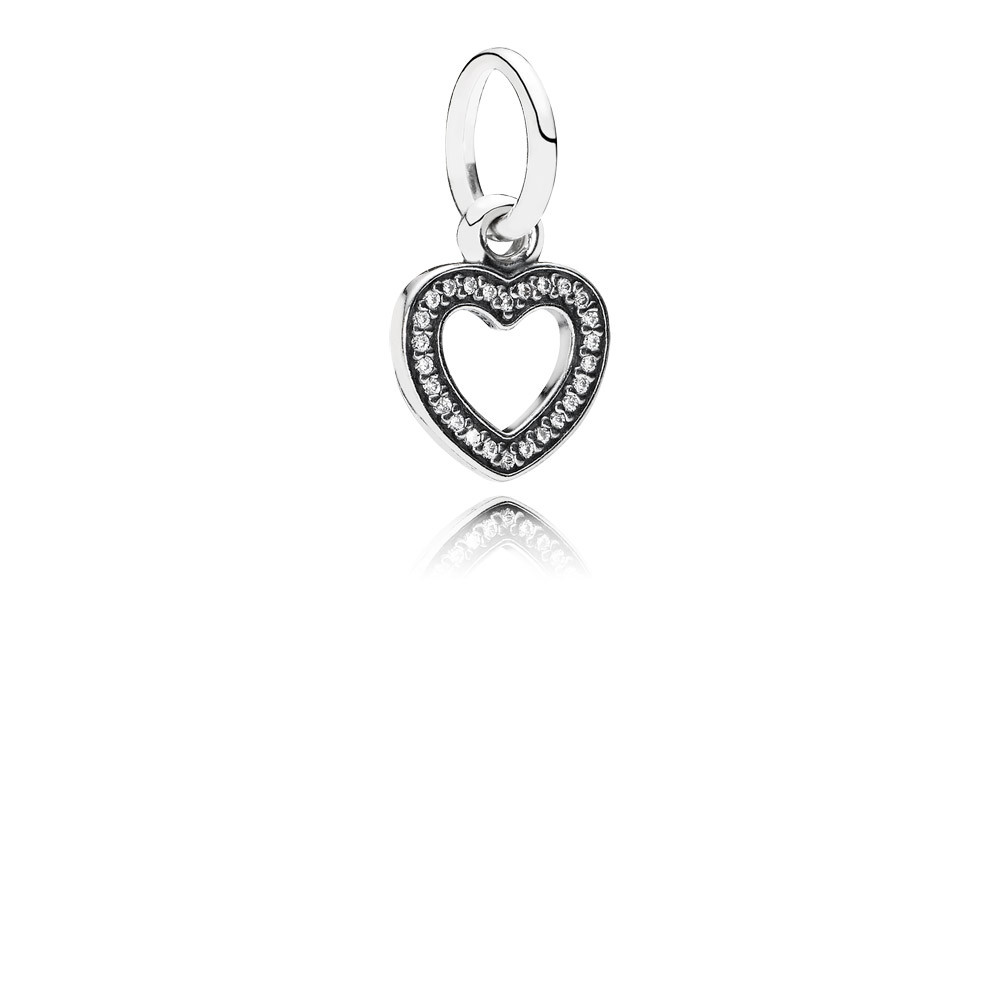 pingente pandora de prata brilhante coração 791304cz