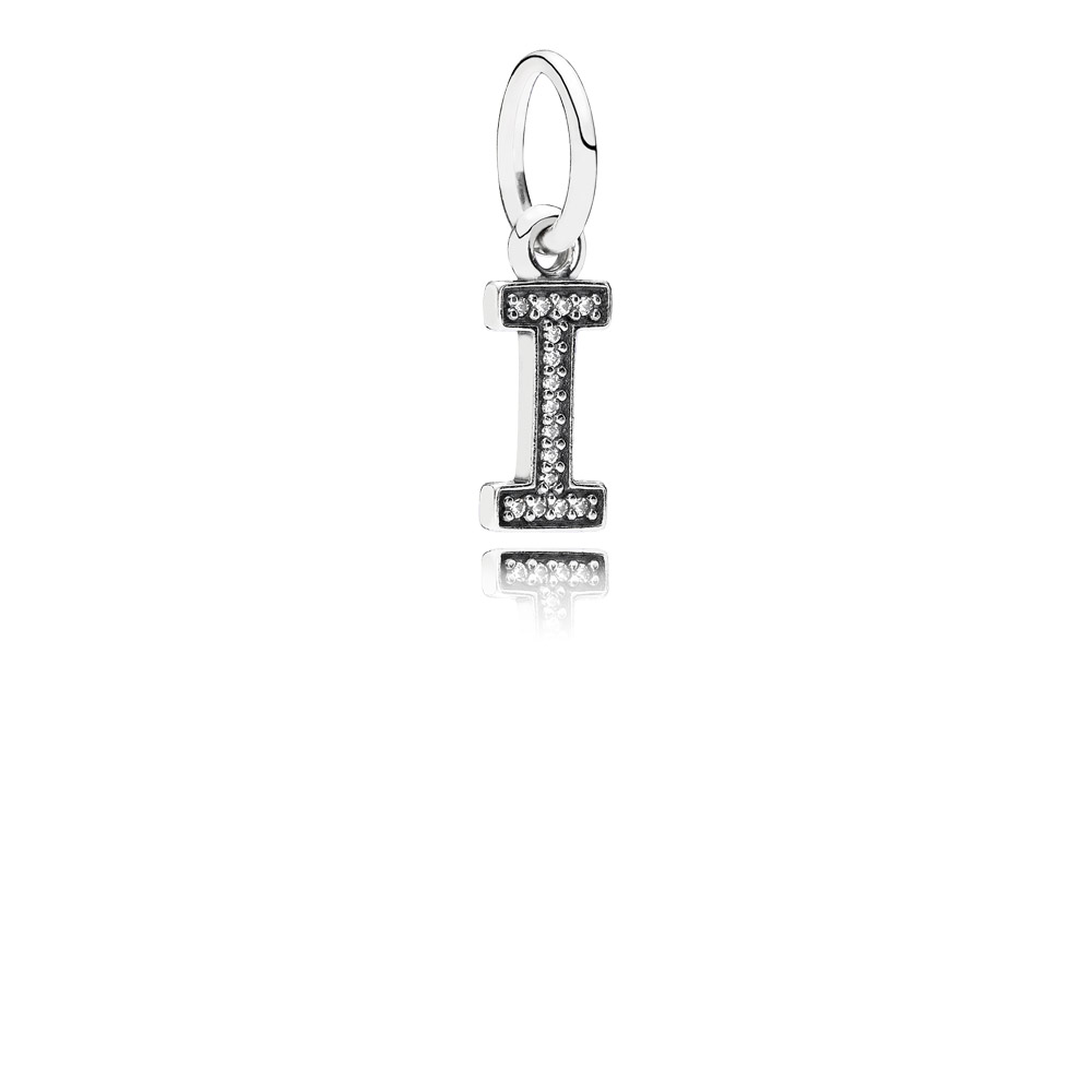 pingente pandora de prata brilhante letra i 791321cz