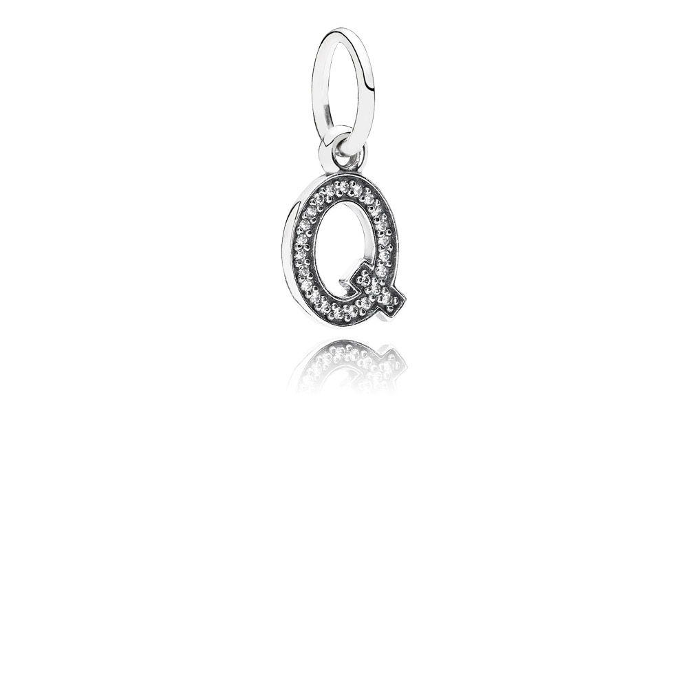 pingente pandora de prata brilhante letra q 791329cz