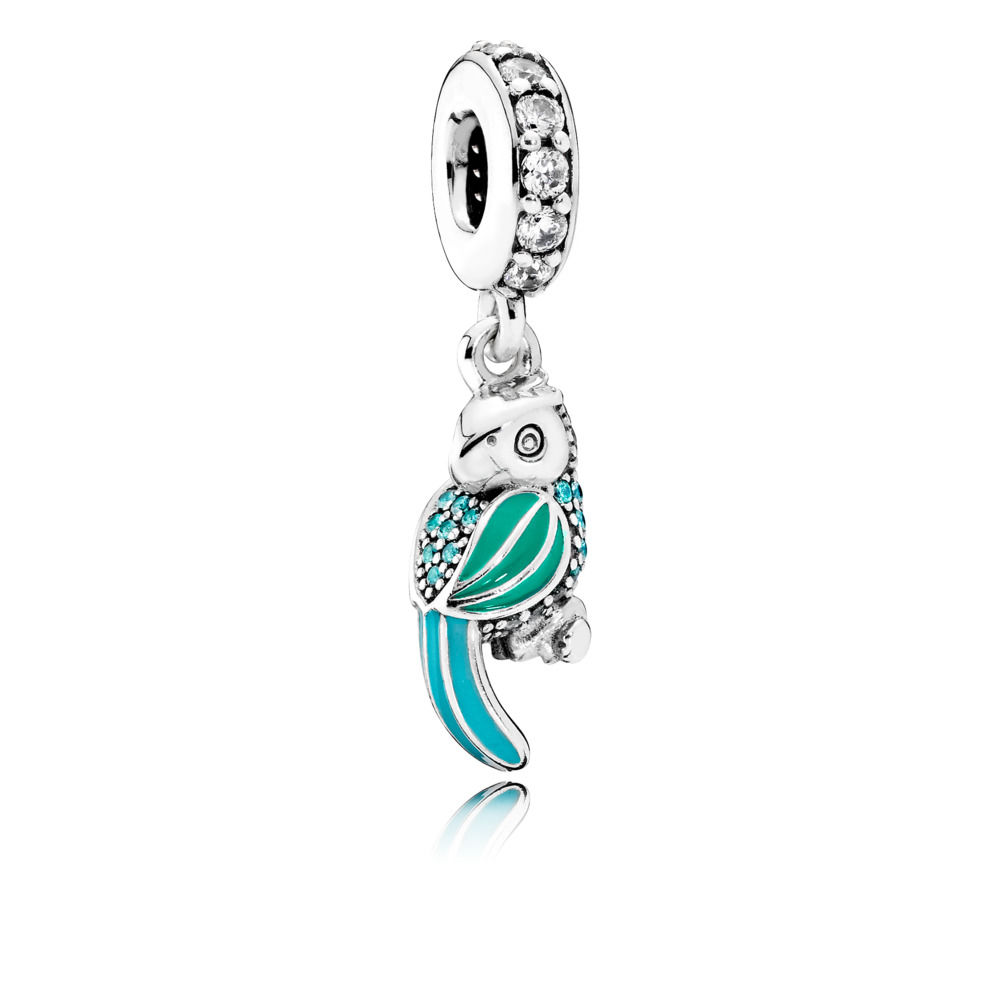 pingente pandora papagaio tropical 791903enmx