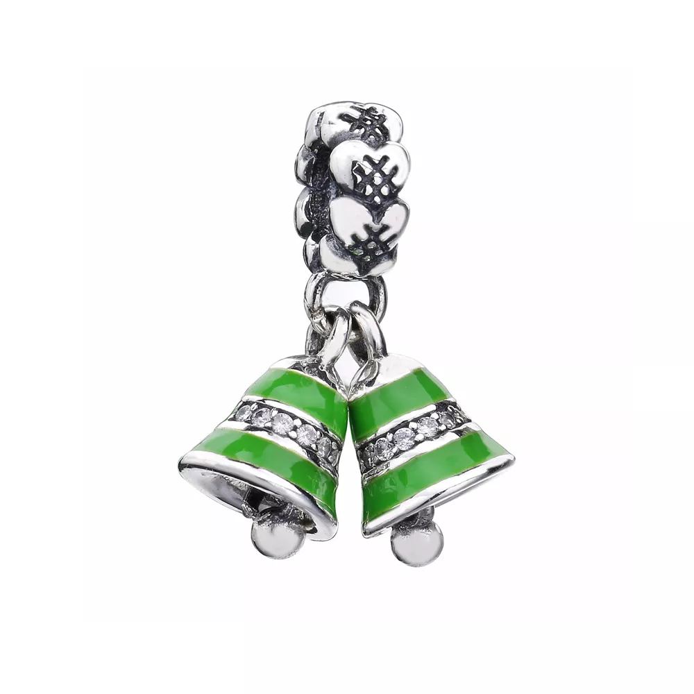 Pingente Pandora de prata Sinos verdes