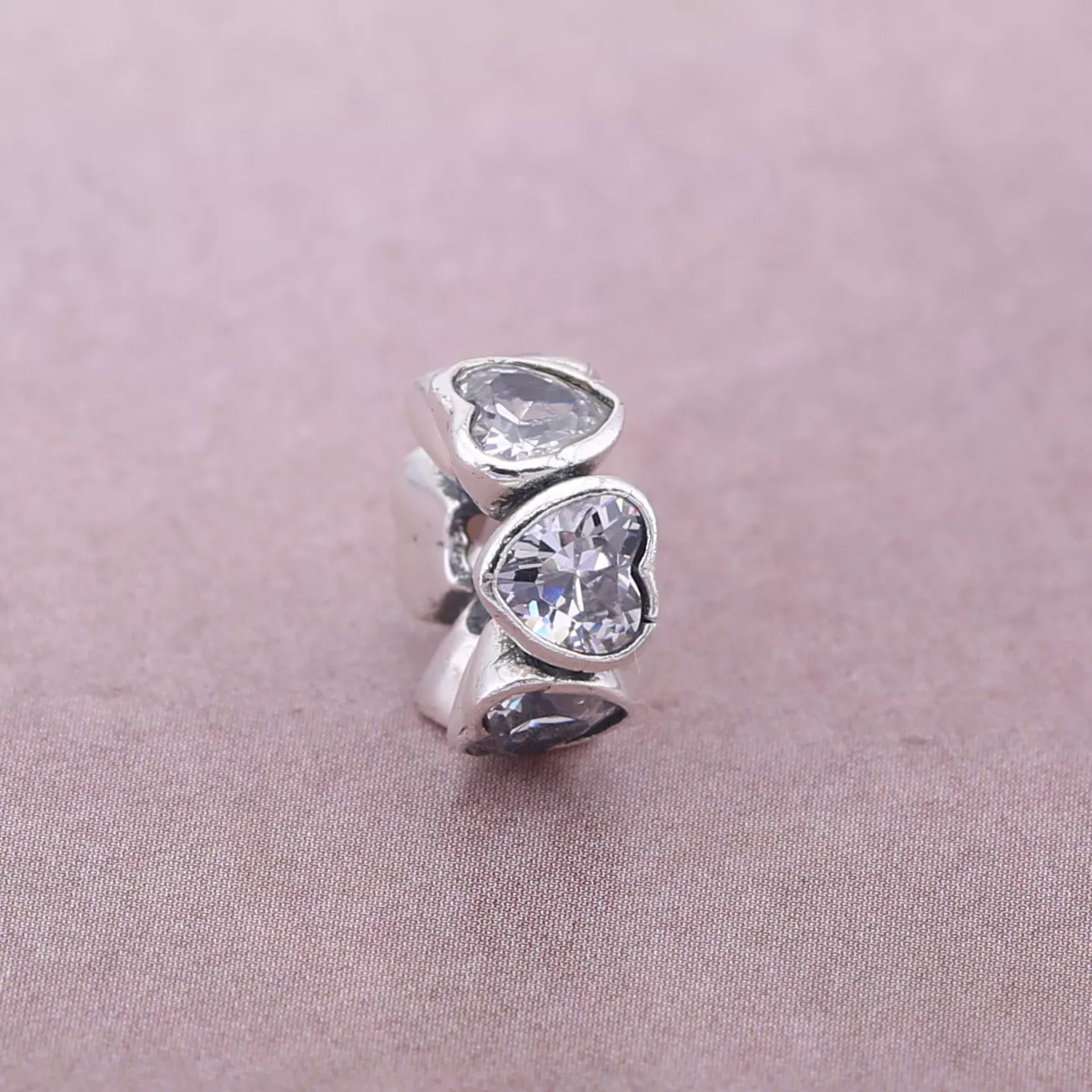 Separador PANDORA de Prata Corações de Zircônias - 791252CZ