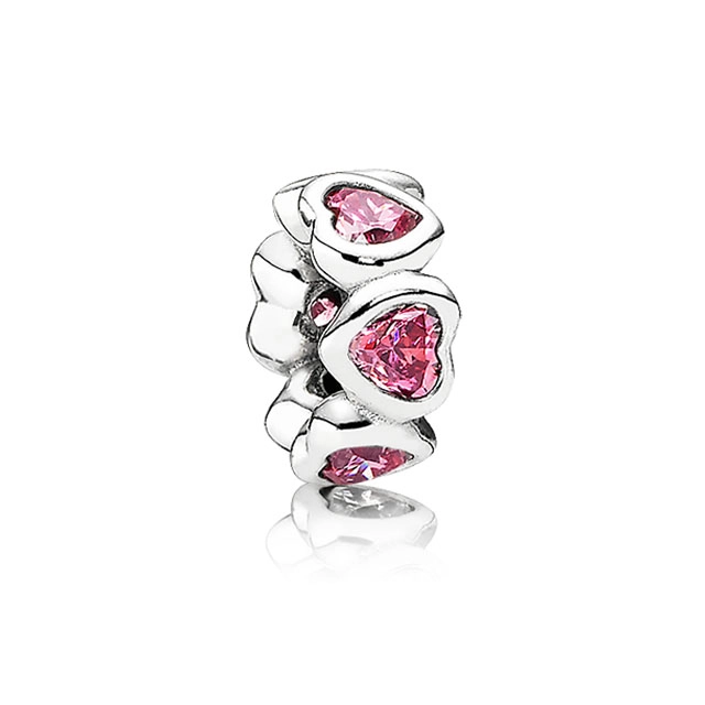 (imagem para) Separador PANDORA de Prata Corações de Zircônias Rosa - 791252CZS