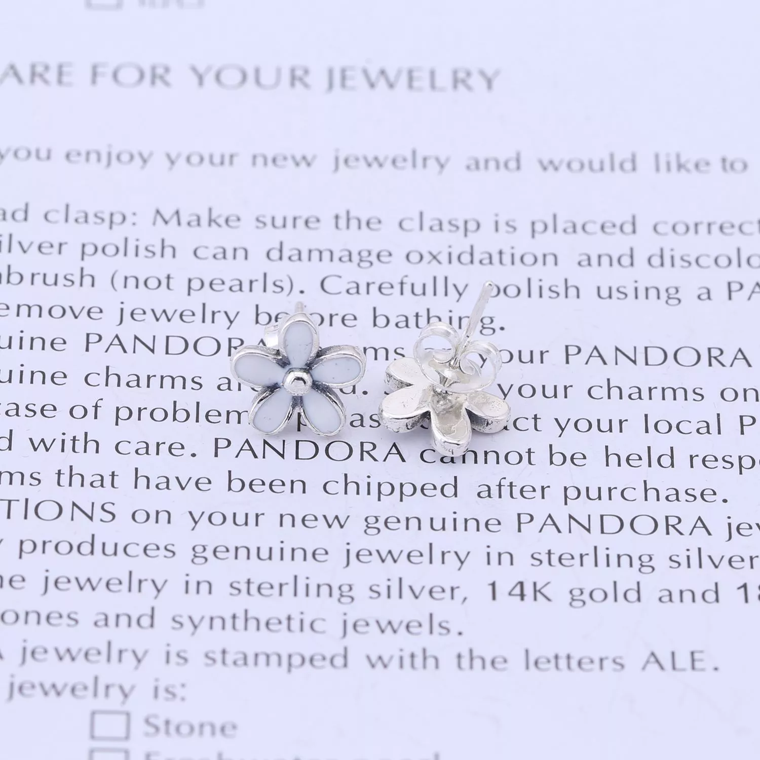 Brinco PANDORA de Prata branca Margarida - 290538EN12