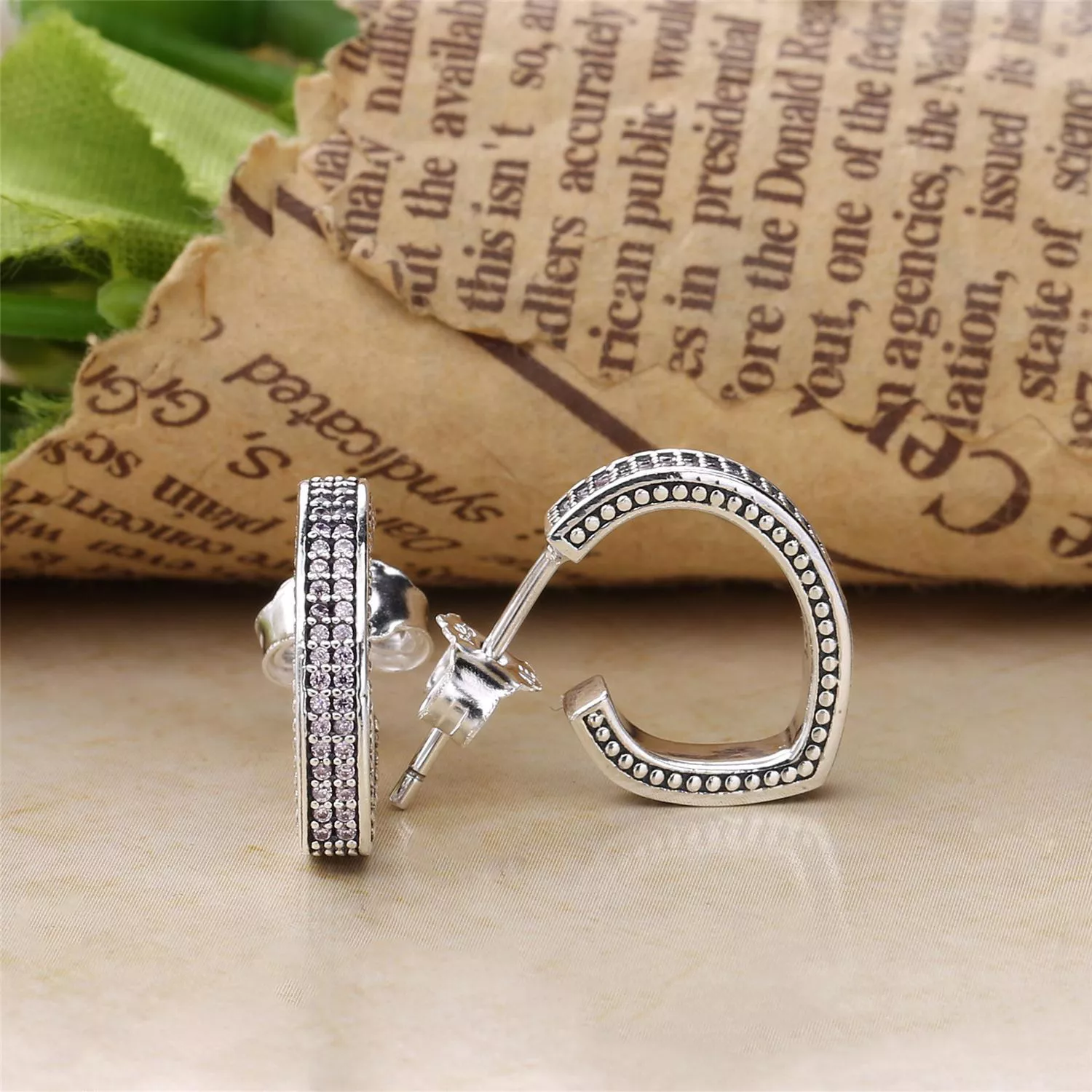 Brincos Pandora de prata Pavê Zircônia Cúbica