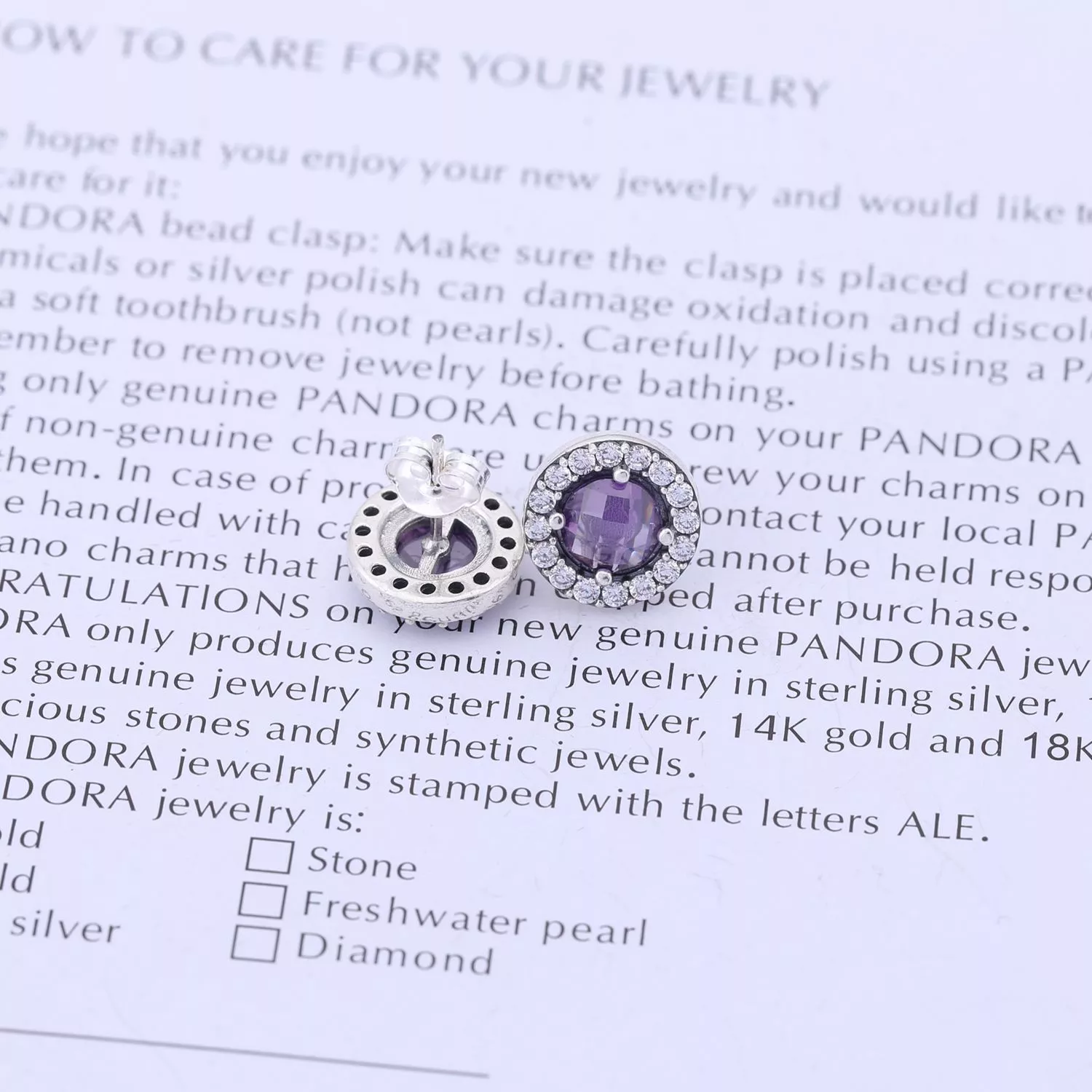 Brinco PANDORA Ametista Memórias Nostálgicas - 290548AM