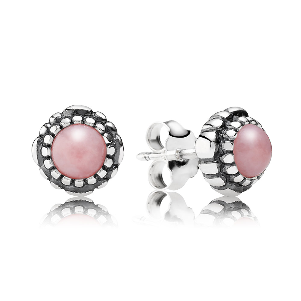 brinco pandora de prata e opalina rosa 290543pop