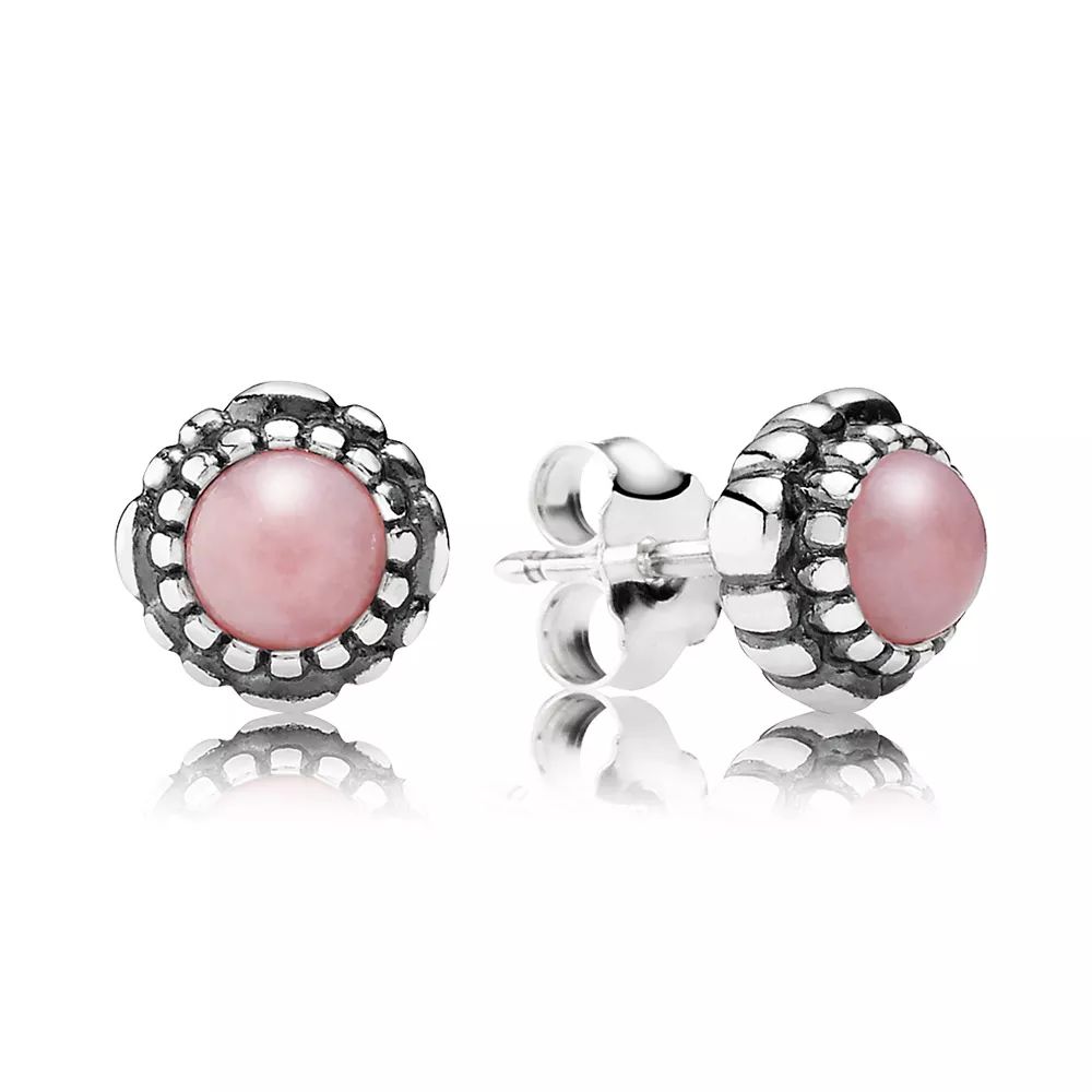 brinco pandora de prata e opalina rosa 290543pop