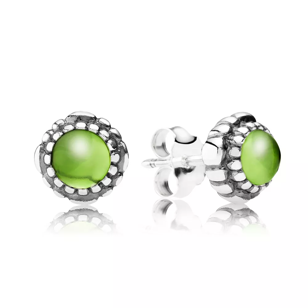 Brinco PANDORA de Prata e Peridoto "Agosto" - 290543PE