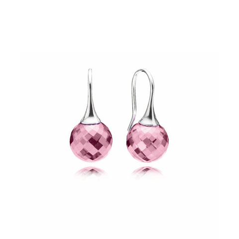 brinco pandora de prata esfera rosa 290552pcz
