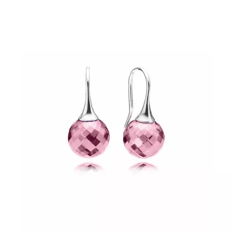 brinco pandora de prata esfera rosa 290552pcz
