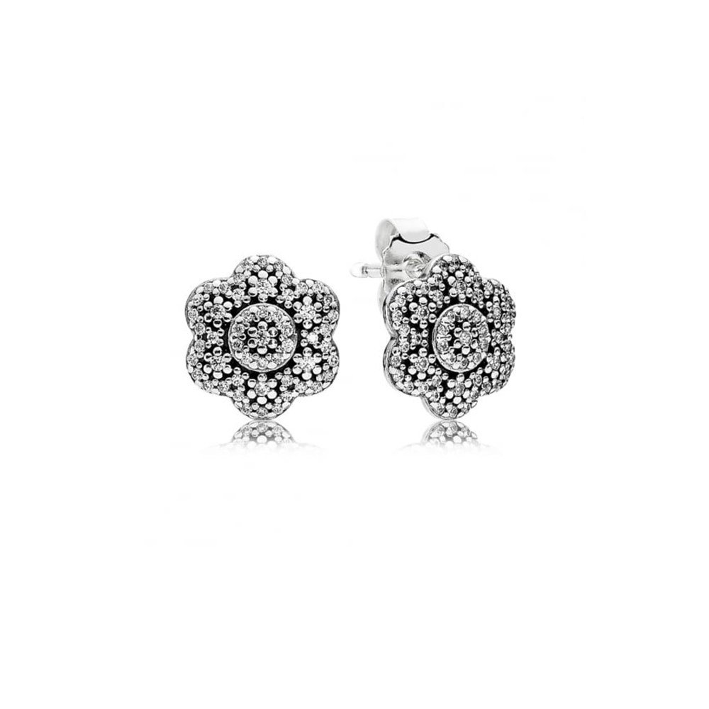 brinco pandora flores cristalizadas 290732cz