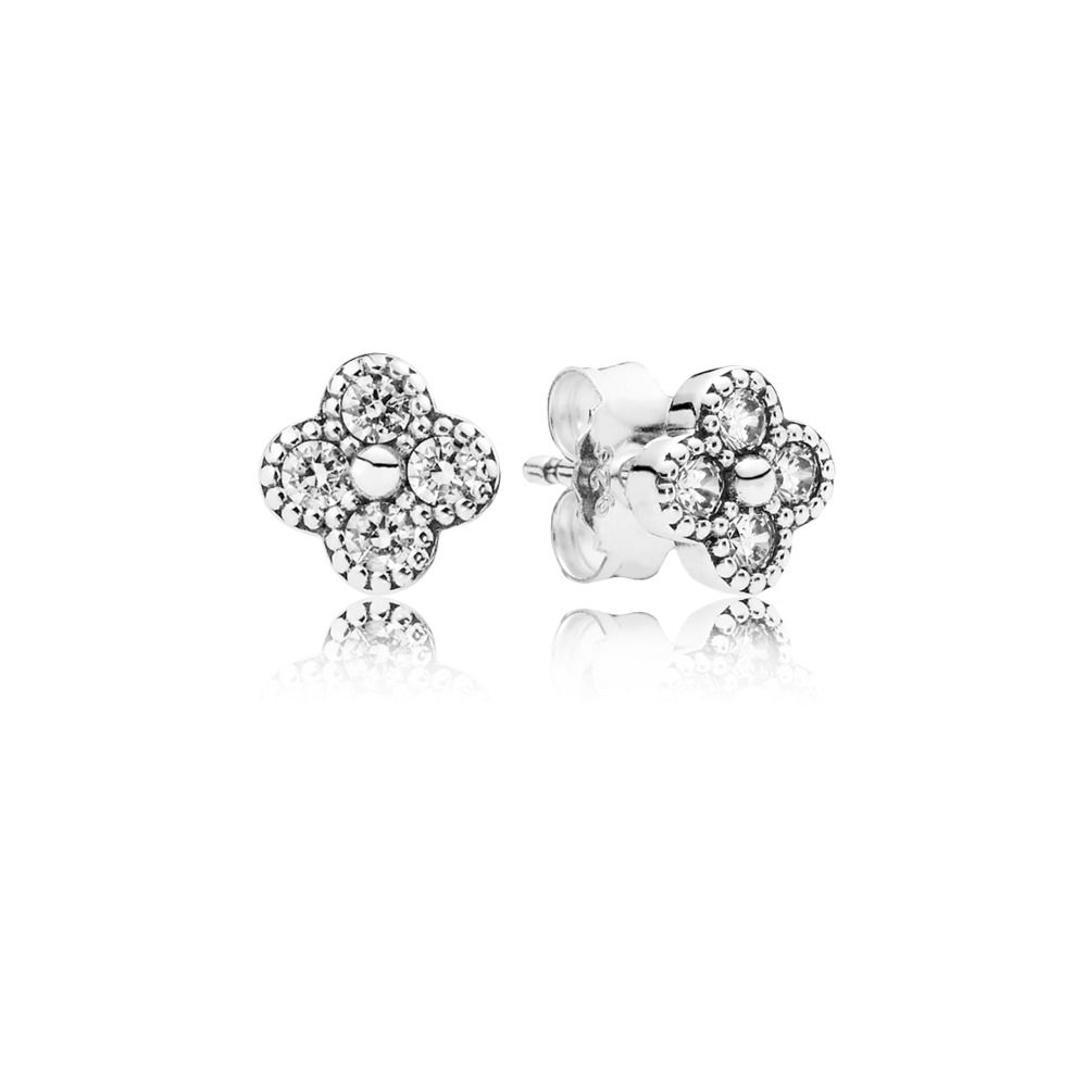 brinco pandora flores do oriente transparente 290647cz