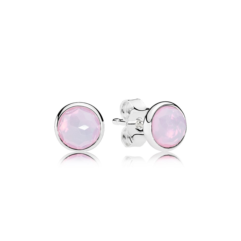 brinco pandora gota de cristal rosa opalescente outubro 290738nop