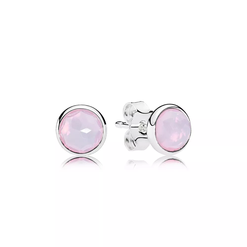 brinco pandora gota de cristal rosa opalescente outubro 290738nop