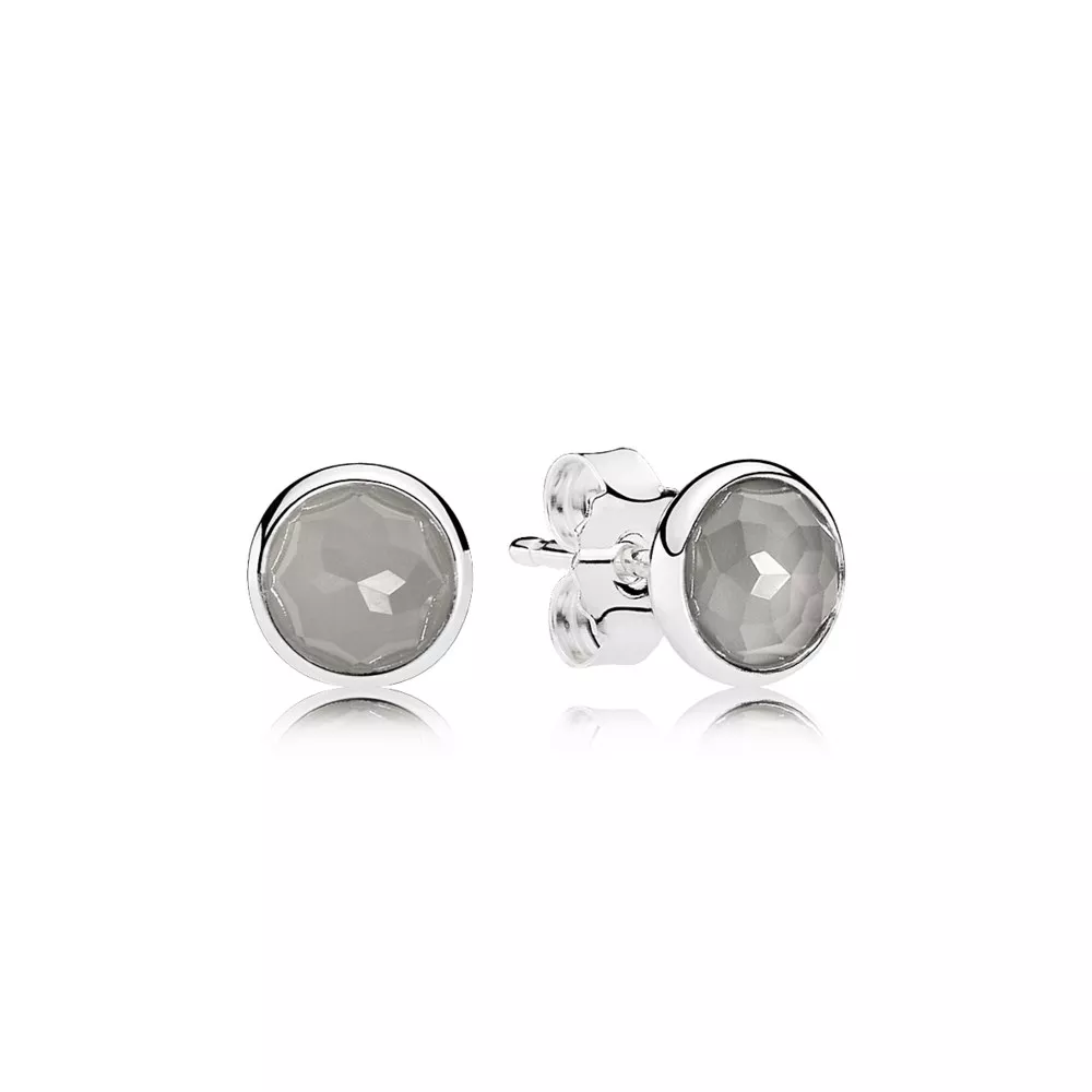 Brinco PANDORA Gota de Pedra da Lua Cinza Junho - 290738MSG