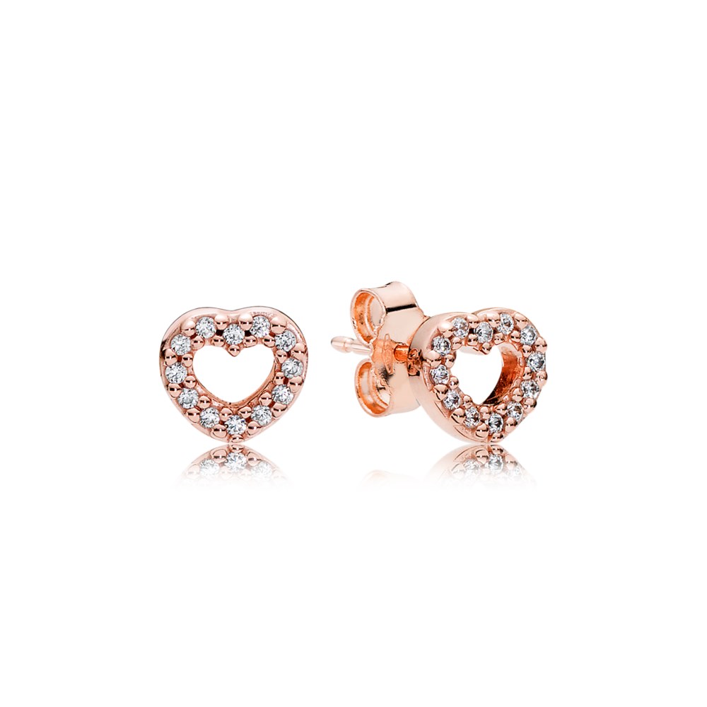 brinco pandora rose corações vazados 280528cz