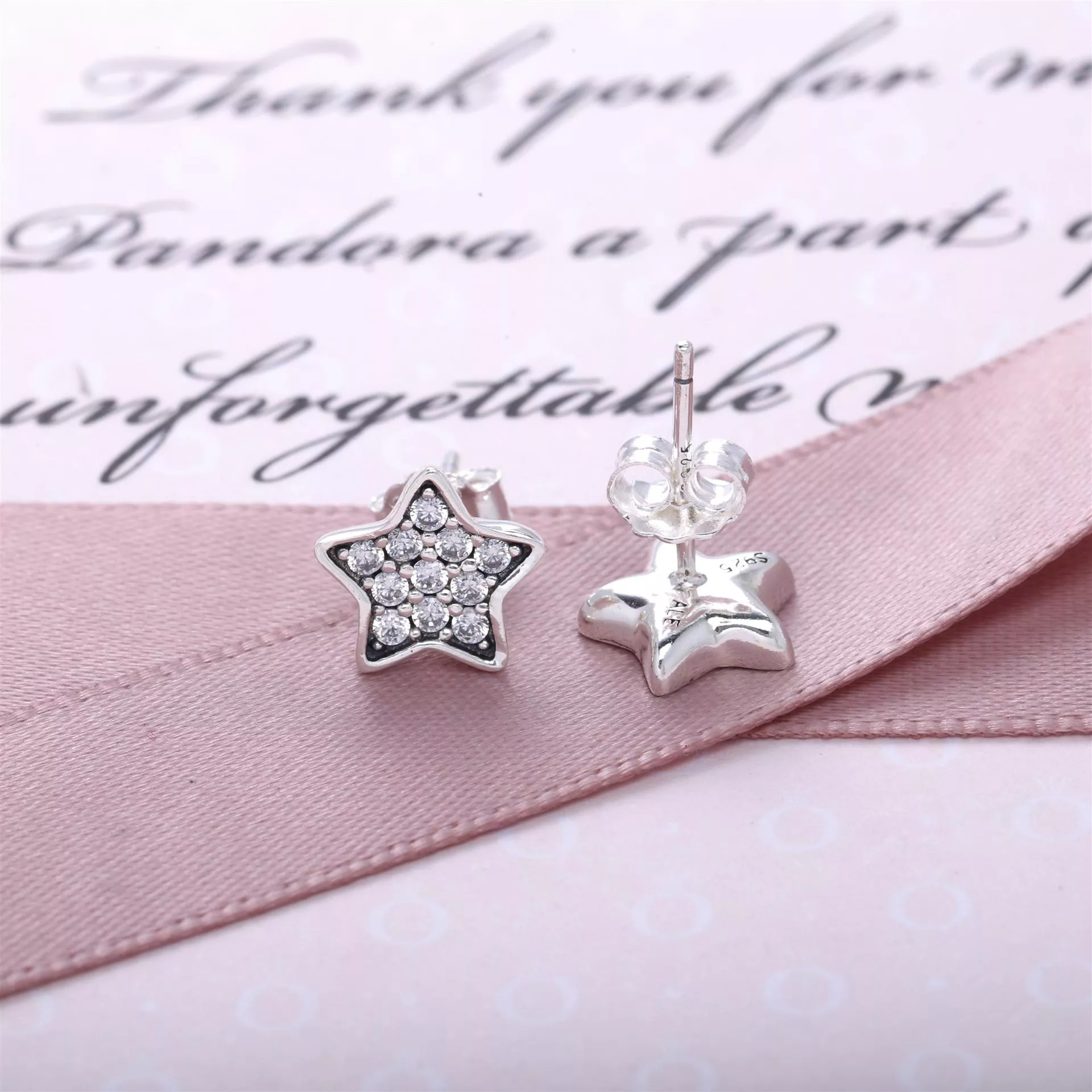 Star silver stud earring com Zircônia Cúbica - 290546CZ