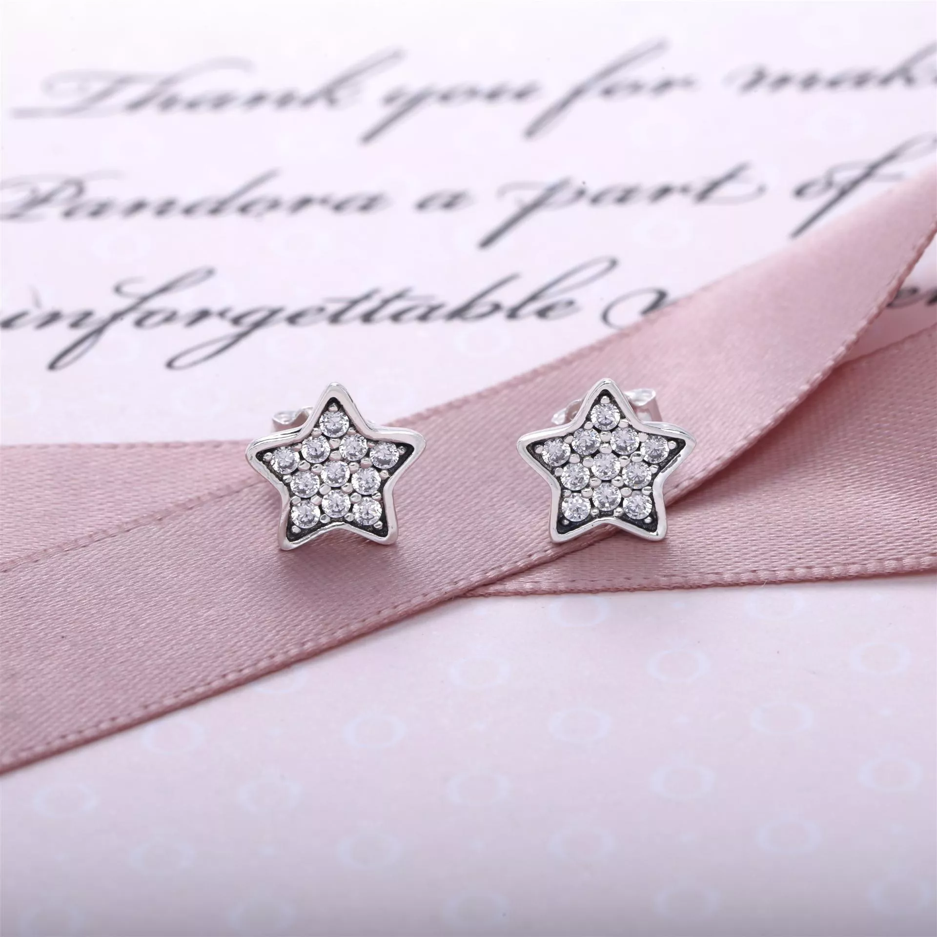Star silver stud earring com Zircônia Cúbica - 290546CZ