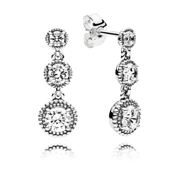 brinco pandoras duplo brilhante beleza clássica 290742cz