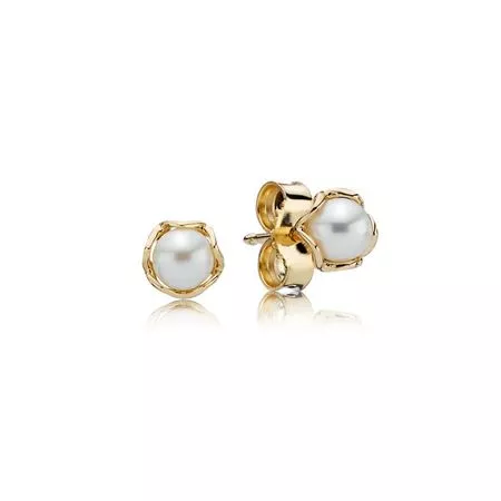 Brincos PANDORA de ouro 14k com pérola - 250319P - Brincos PANDORA