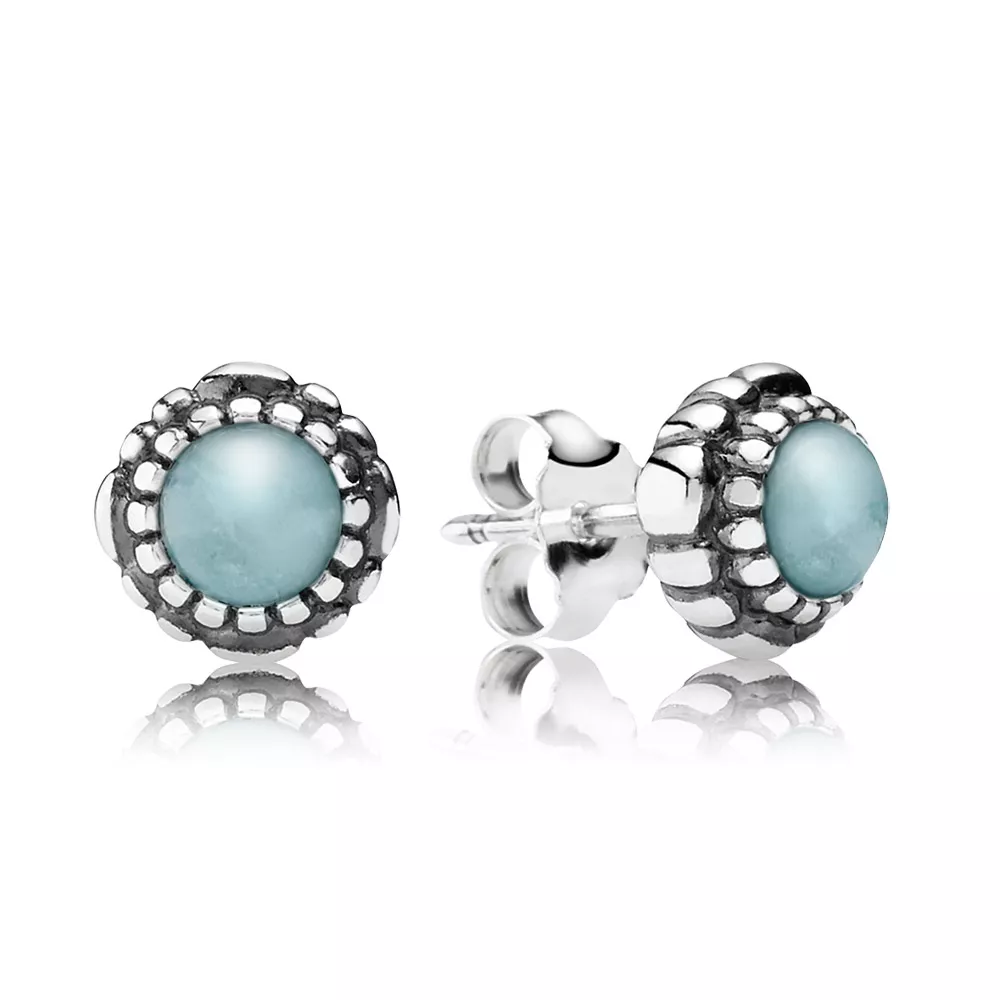 pendente brinco água marinha pandora