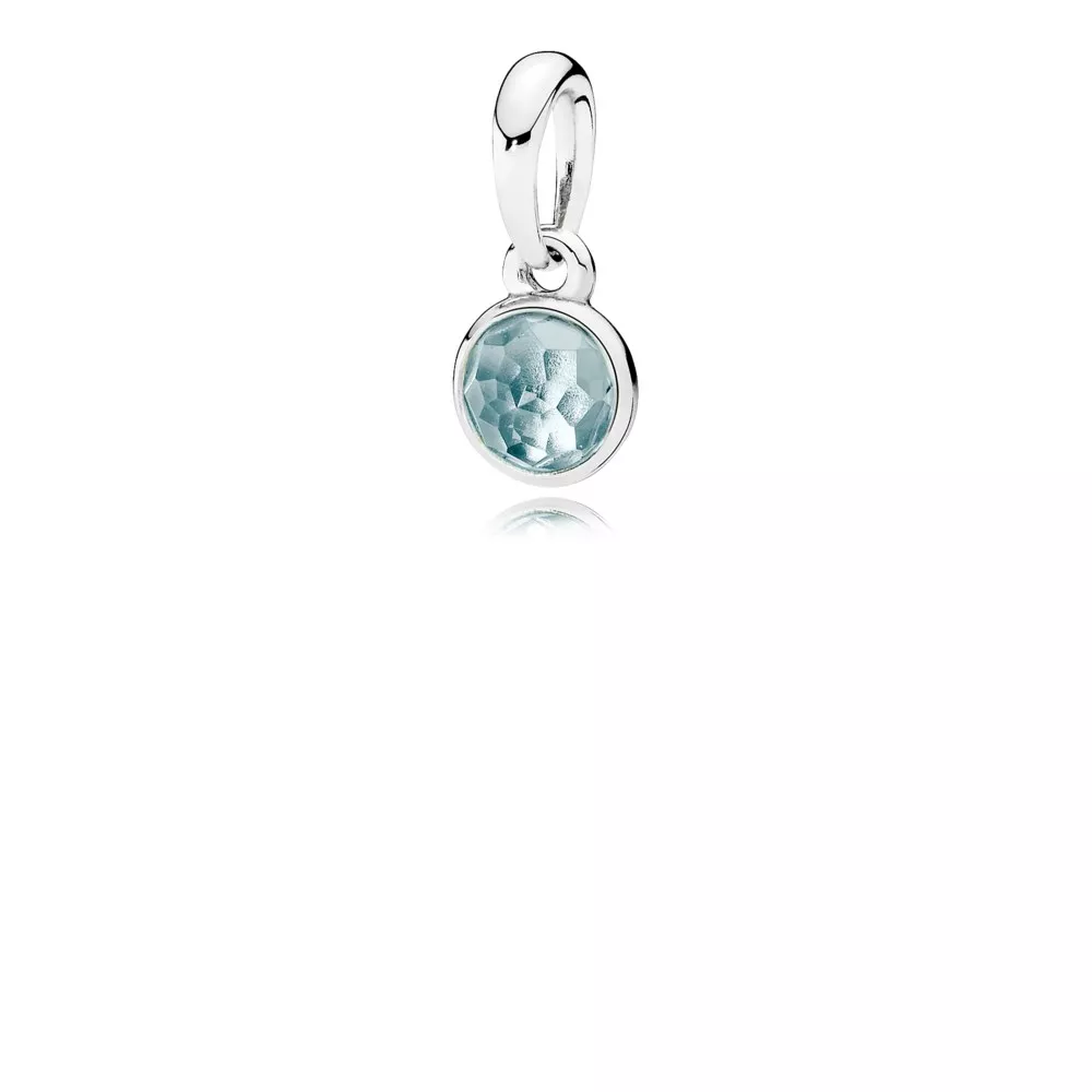 Charm Pendente PANDORA Gota de Cristal Azul-Água Março - 390396NAB