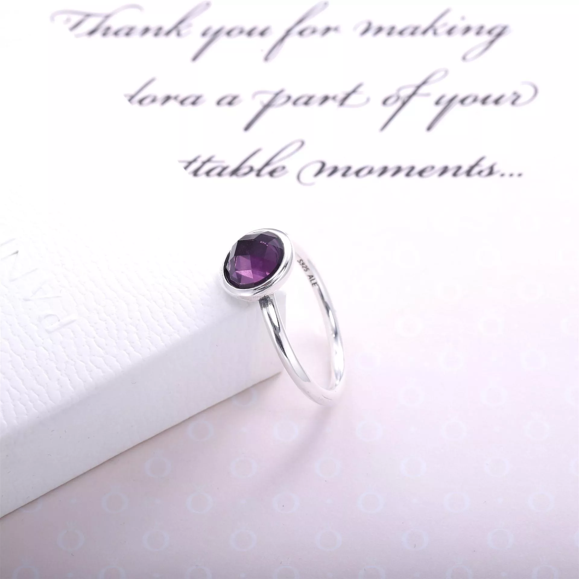 Anel PANDORA Gota de Ametista - Fevereiro - 191012SAM