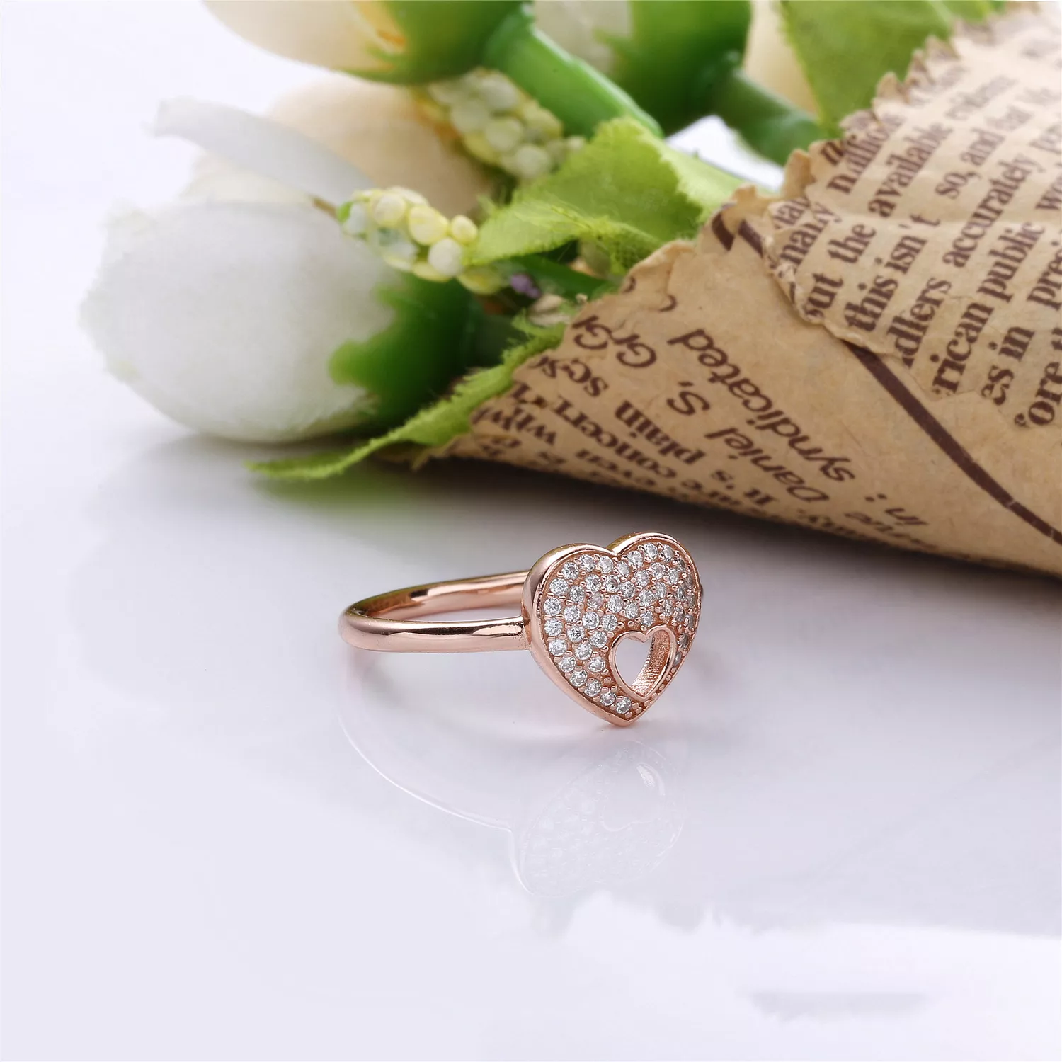 Anel PANDORA ROSETM Combinável Moldura Mini Coração - 186550CZ