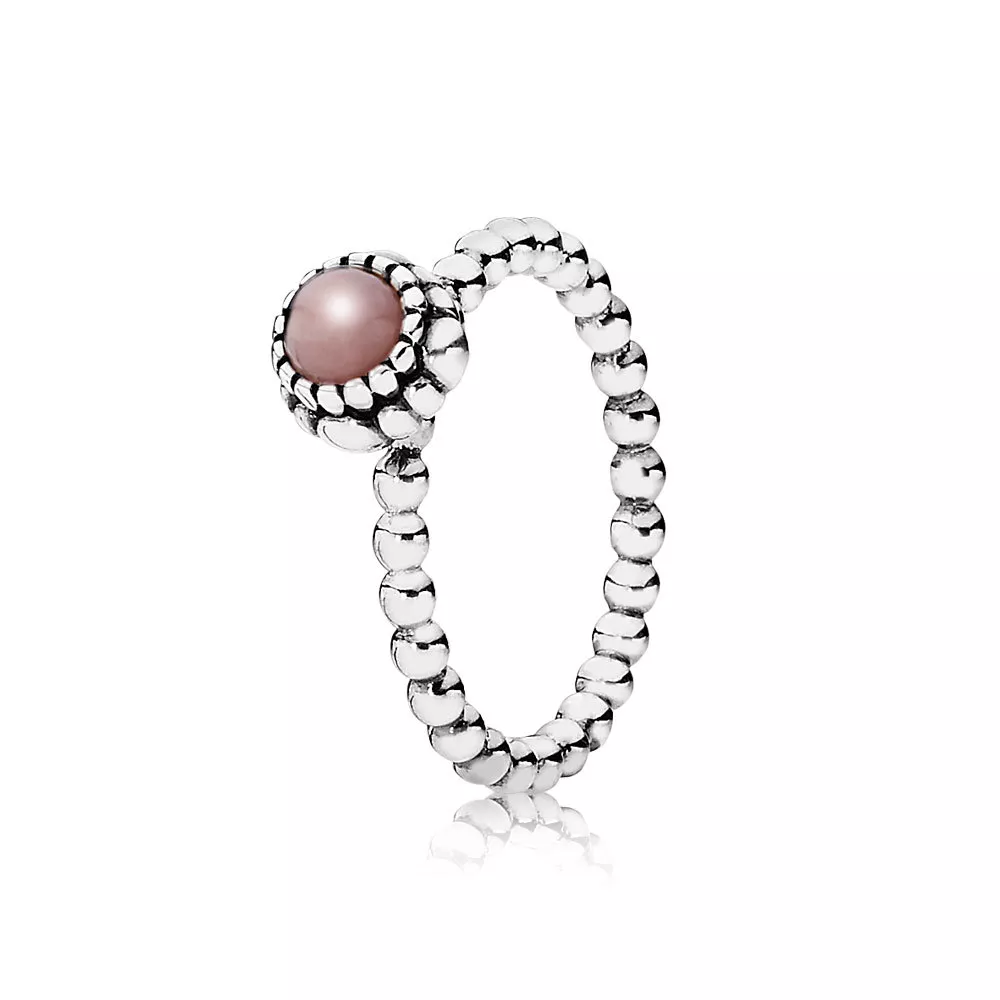 Anel PANDORA de Prata, birthstone-Outubro, pink opal - 190854POP