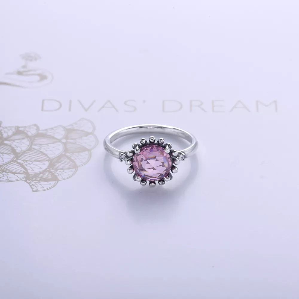Anel PANDORA de Prata, light colour amethyst - 190850PAM