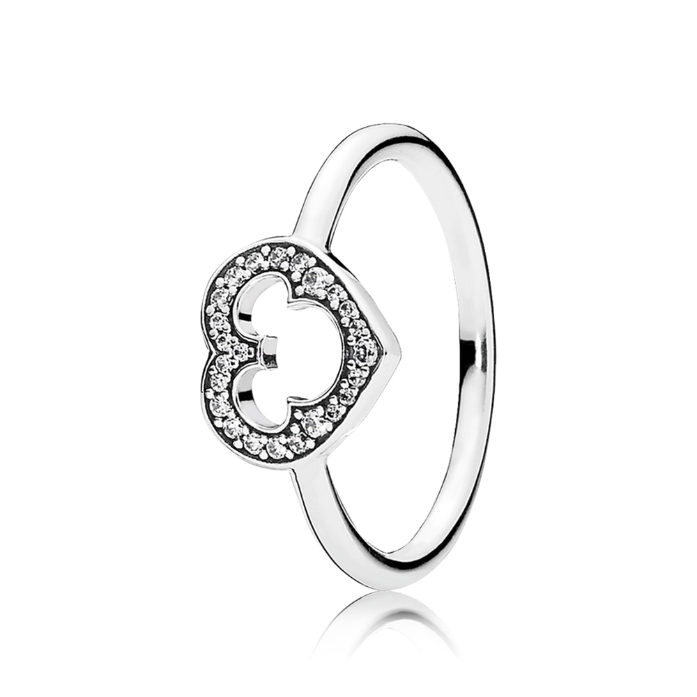 anel pandora de prata silhueta de mickey