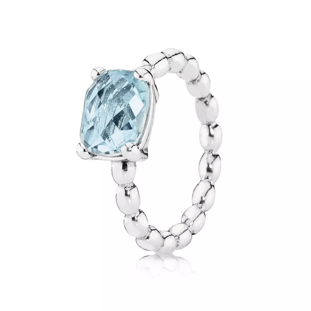 anel pandora de prata with blue topaz 190869btp anéis