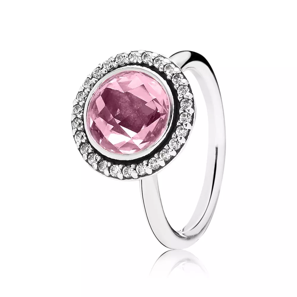 anel pandora de prata with clear and pink cubic zirconia 190904pcz