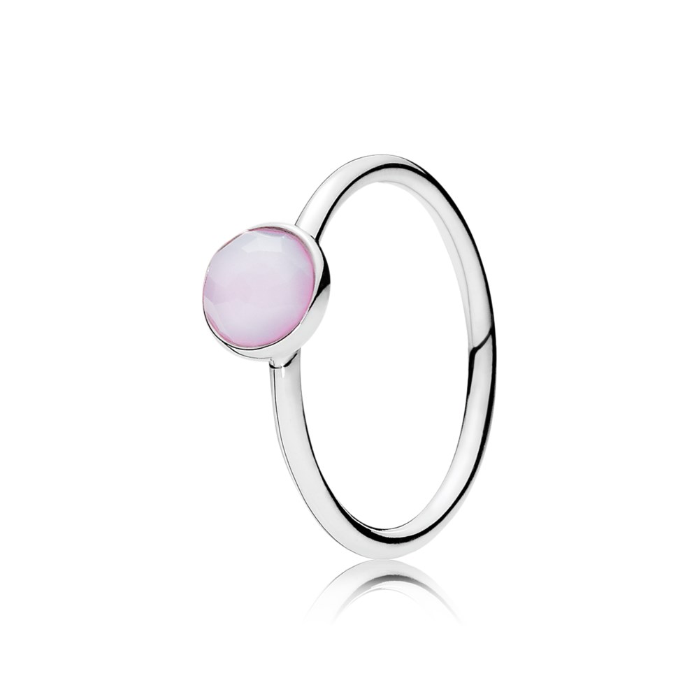 anel pandora gota de cristal rosa opalescente outubro 191012nop