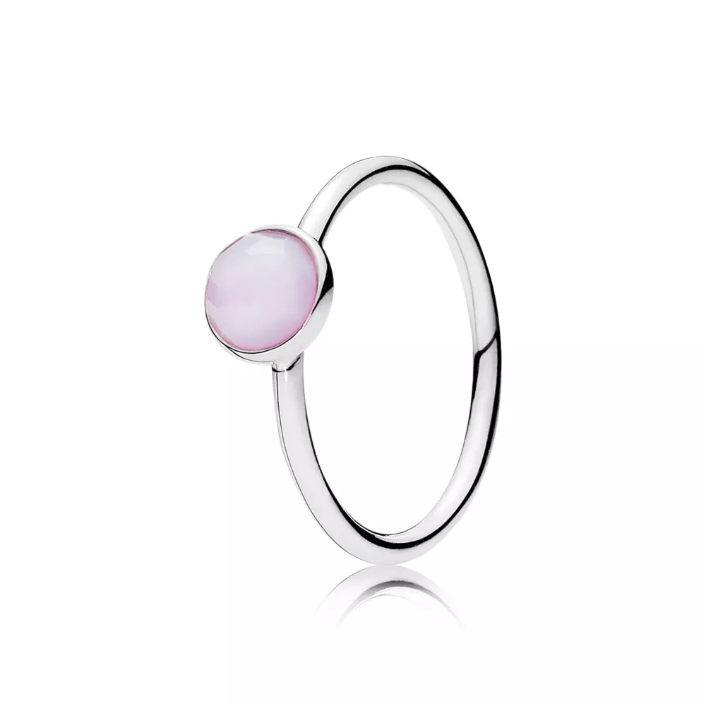 anel pandora gota de cristal rosa opalescente outubro 191012nop