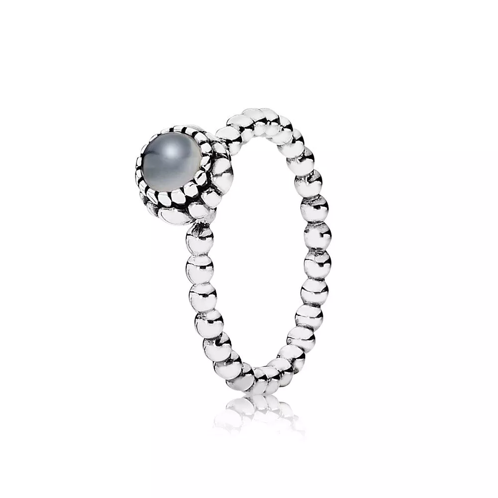 Anel PANDORA de Prata, birthstone-Junho, grey moonstone - 190854MSG